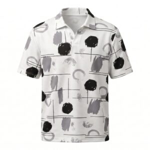 Eddez Abstract Print Johnny Collar T-Shirt